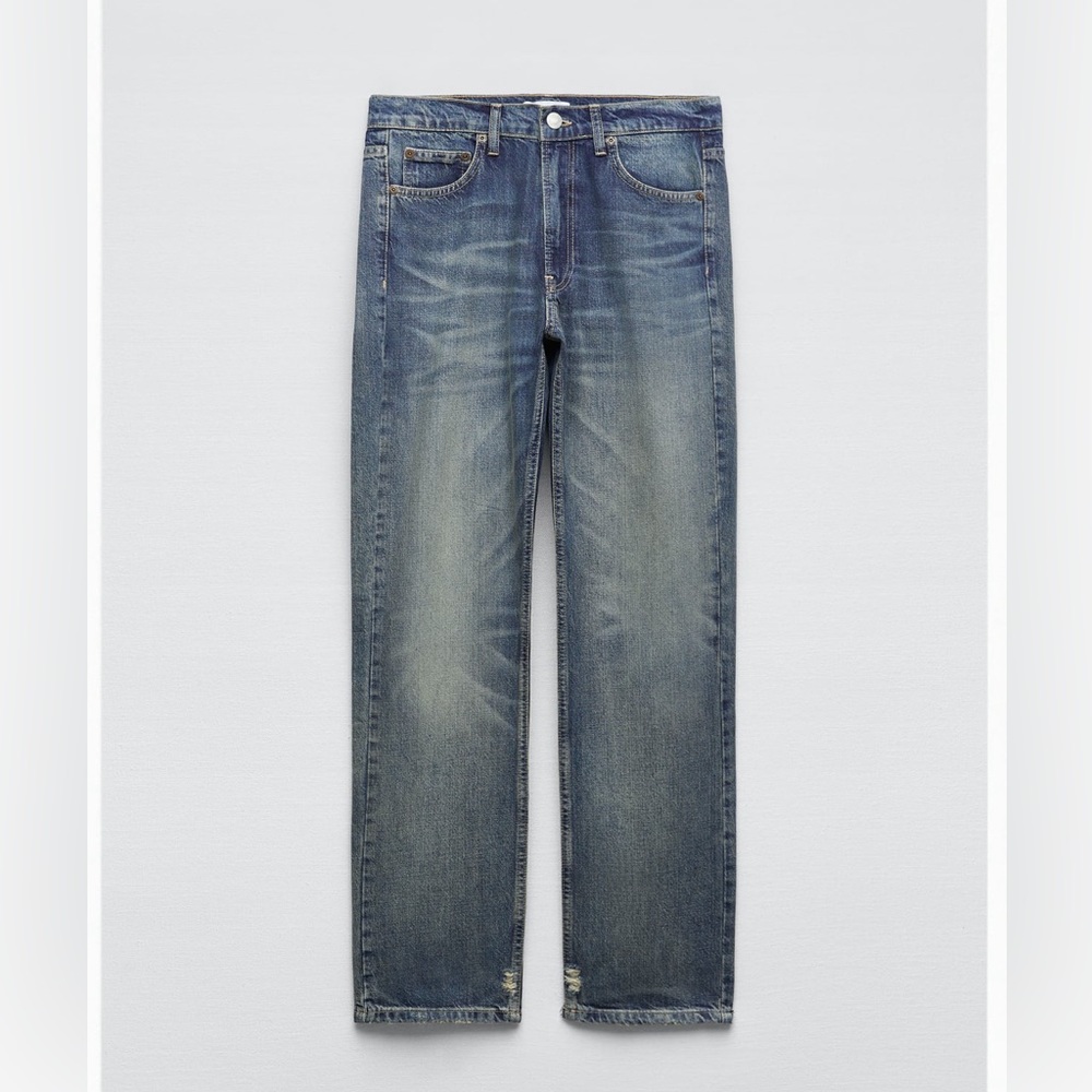 Zara full length button fly straight jeans Size 8